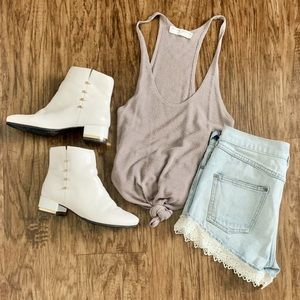 Free People denim lace trim shorts